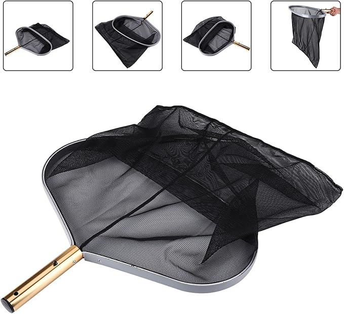 Swimming Pool Leaf Rake with Fine Mesh Frame Net, 9.6x18 Inch Cleaner for Ponds and Fish Tanks - Durable Heavy Duty Frame, Efficient Debris Removal for Pools and Hot Tubs
