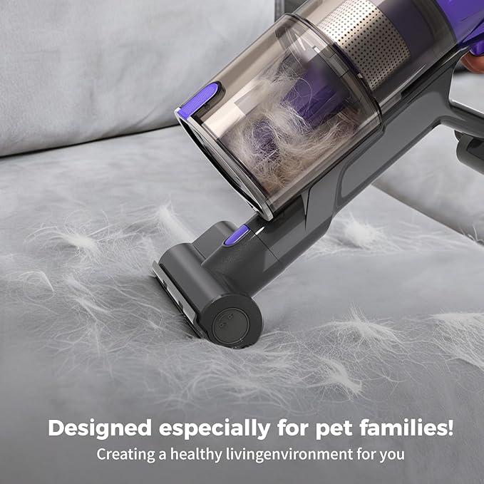 Cordless Vacuum Cleaner 1.8L Dustbin, 600W 55kPa 70Mins Stick Vacuum Cleaners for Home with Pet Brush, Self-Standing and Touch Screen, Vacuum Cordless for Pet Hair/Hardwood/Carpet/Car