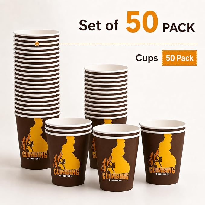 50Pcs Boxing Themed Party Paper Cups Disposable 9oz Paper Cups for for Sports Supplies Decorations Drinking for Birthday Party Favors (50, climbing)