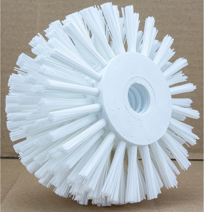 SPARTA Industrial Tank Brush Head Pipe Brush Head, Drain Brush with 3/4" Thread Hole (Handle Not Included) for Commercial Use, Plastic, 5 x 3.9 Inches, White, (Pack of 2)
