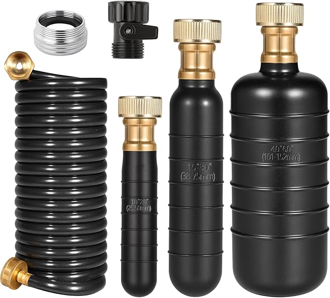 Drain Bladder Kit, Drain Cleaning Bladder with Water Stop Valve Faucet Adapter and 16 3/8ft Garden Hose, Drain Blockage Unclog Kit for Bathroom Drains Kitchen Sinks, For 1 To 6 IN Drain Pipes