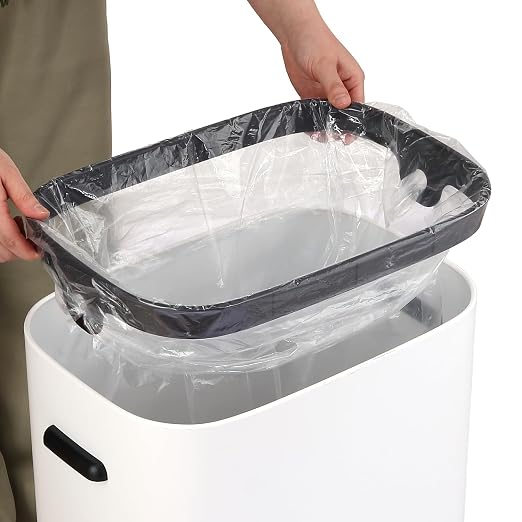 14.5 Gal/55L Trash Can with Lid, Automatic Touchless Garbage Can with Soft-Close Lid & Handle, Stainless Steel Waste Basket Motion Sensor Trash Can for Kitchen, Bathroom,White(No Inner Bucket)