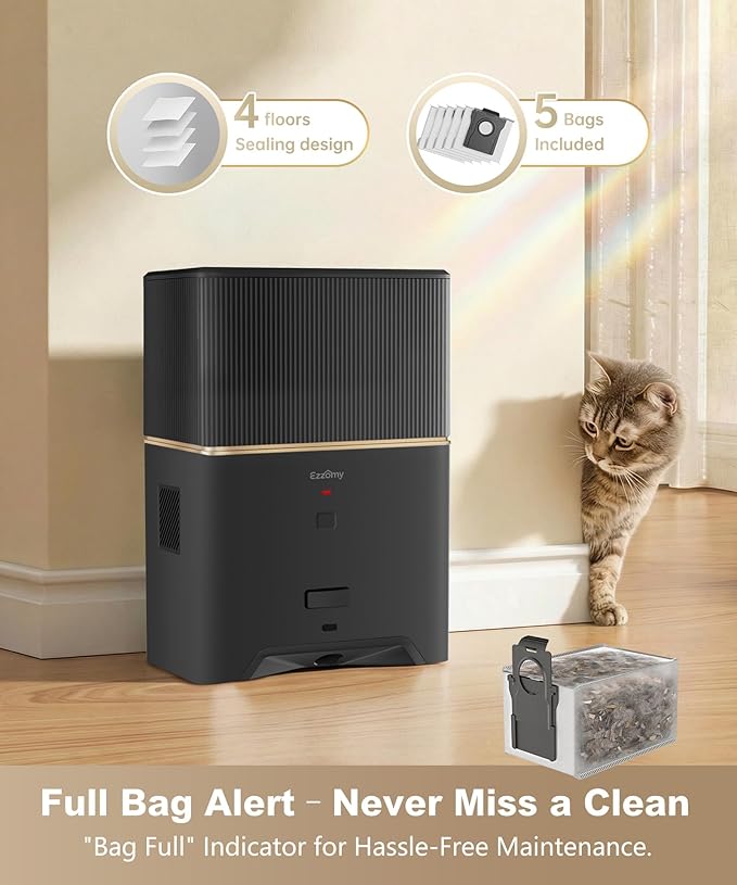 Touchless Vacuum Automatic Dustpan, Bagged Design with Replaceable Dust Bags, Up to 3-Month No Cleaning, 26,000Pa Powerful Suction, One-Touch Auto & Manual Mode for Pet Hair Kitchen & Salon