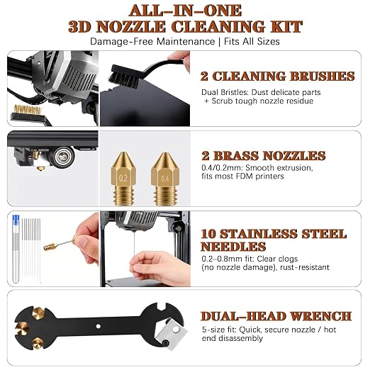 66Pcs 3D Printer Tools Kit with Storage Case, All-in-One Accessories for FDM/SLA Printers - Deburring Tool, Scrapers, Metal Files, Brushes, Hand Drill, Tweezers & More, for Bambu Lab, Ender 3, Kobra
