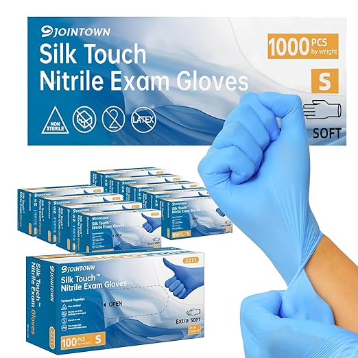 Nitrile Exam Gloves, 3.5-Mil Blue Disposable Latex-Free, Extra Soft Medical Gloves Small Case Of 1000, Powder-Free for Medical, Cleaning, Cooking, Esthetician, Food-Safe, S