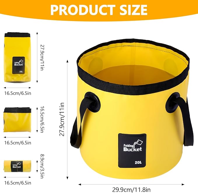4 Pcs 5 Gallon Bucket Collapsible Foldable Buckets with Handle for Camping Fishing Hiking to Hold Water Foldfoldable Bucket Collapsible 5 galloning Container Carry Bag Portable Fold up Lightweight