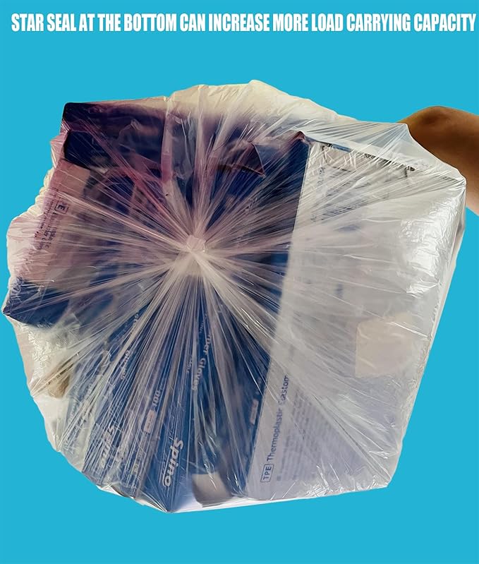 BEIDOU-PAC 2-4 Gallon Trash Bags, 1000 Count Bulk Value Pack, Clear Plastic Recycling Bags, Small Multi-purpose Garbage Bags for Business Home Bathroom Kitchen Commercial and Industrial