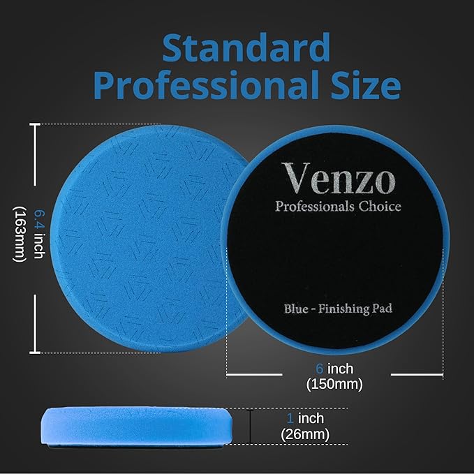 6 Inch Blue Finishing Buffing Pads, 3 Pcs Foam Pads for 150mm Backing Plate, Finishing Pads for Car Buffer Polisher – Polishing, Waxing Pads for RO/DA/GA Car Polisher