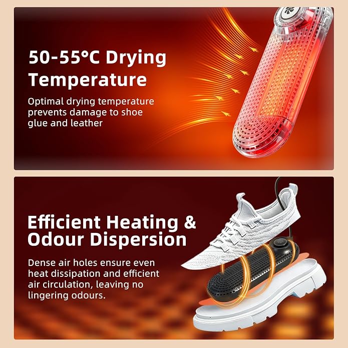 Electric Boot Dryer, Shoe Warmer with IC Controller, Footwear Travel Dryers Silent with 3/6/9 Hours Timer