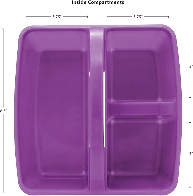 Teacher Created Resources Purple Portable Plastic Storage Caddy 6-Pack for Classrooms, Kids Room, and Office Organization, 3 Compartment