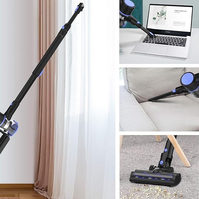 Cordless Vacuum Cleaner, 4-in-1 Vacuum Cleaners for Home, Handheld Vacuum Cleaner with 40 mins Runtime, Stick Vacuum for Apartment, Carpet, Black 1 Battery