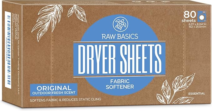 RAW BASICS Scent Boosters for Washer, Wild Lemon Aroma and Dryer Sheets, 80 Bulk Loads
