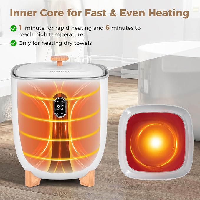 COSTWAY Towel Warmer for Bathroom, Upgraded Towel Heater with 2 Fragrant Disc Holders, Blanket Warmer with 4-Level Timer, Auto Shut Off, Fits 2 Oversized 45" x 70" Towels, Bathrobes & PJ's (25L)