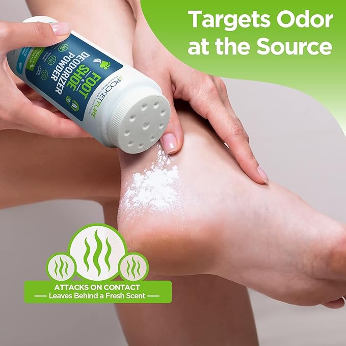 Rocket Pure Natural Foot and Shoe Deodorizer Powder, Deodorant and Odor Eliminator for Men and Women, Smell Remover, Formulated with Essential Oils, Made in the USA, Eucalyptus, 4 oz, (Pack of 2)
