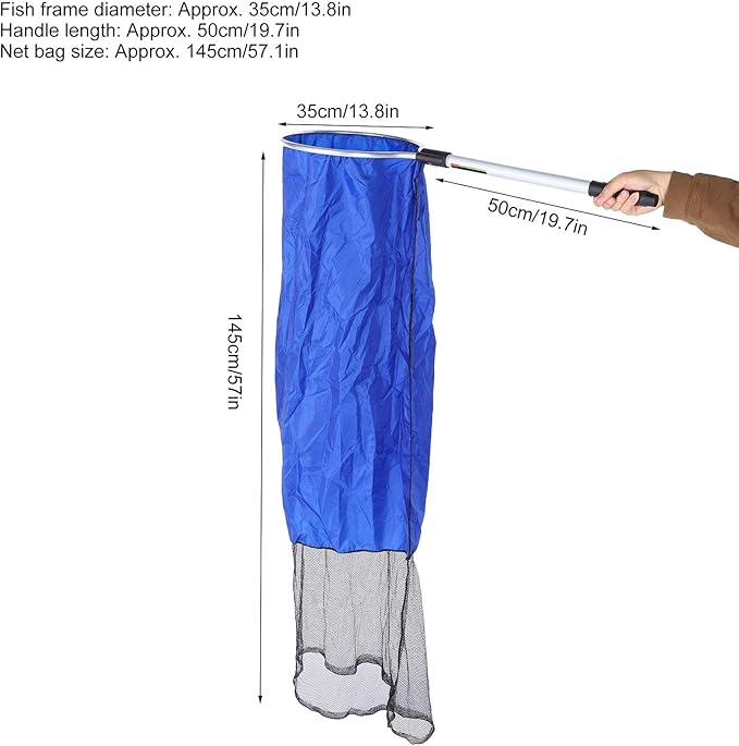 Aquarium Fish Net, Soft Fish Transfer Net Long Koi Tansfer Mesh Basket with 20-inch Long Handle for Medium Large Fish Spawning, Breeding, Care & Transfer(Diameter 35CM)