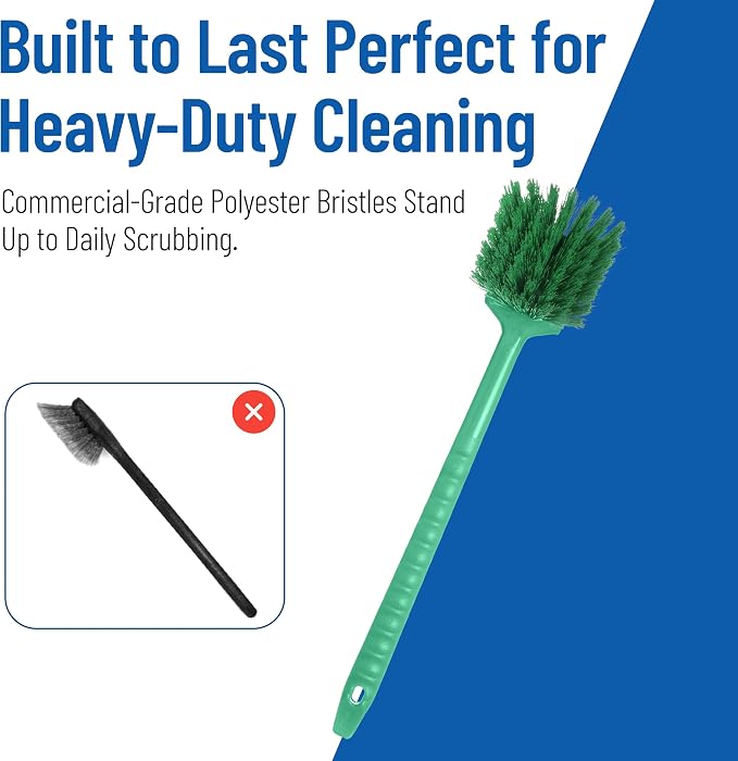 SPARTA 40501EC09 Plastic Large Scrub Brush, Kitchen Brush, Utility Brush With Long Handle For Cleaning, 20 Inches, Green