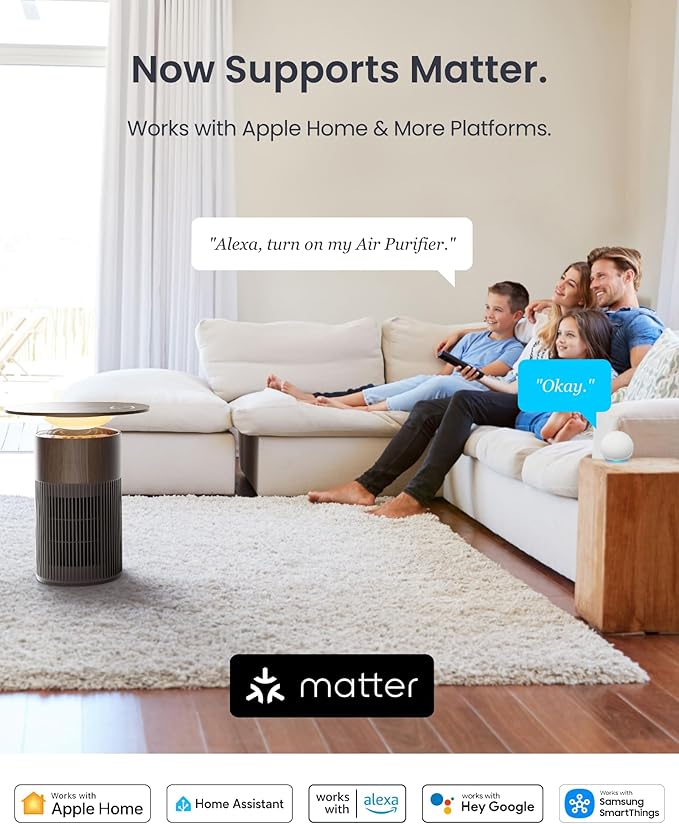SwitchBot Air Purifier for Home Large Room up to 3620 ft², Pet Mode, Support Matter, 20dB, Washable Pre-filter, Aromatherapy, Works with Alexa, Google Home, Apple Home, Ideal for Odor, Dust & Pet Hair