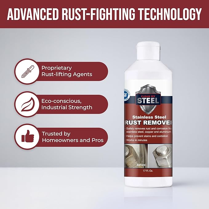 CLEAN MY STEEL Innoshine B570 Stainless Steel Rust Remover and Cleaner, NSF Certified, Approved for Food Contact Areas, 17 oz