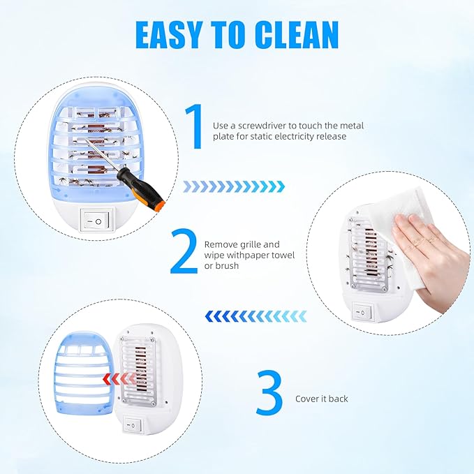 6Pack Bug Zapper Indoor Plug in Mosquito Zapper Indoor,Mosquito Killer for Baby Room,Bedroom&Nursery,Fruit Fly Zapper Insect Killer with Blue Light,Plug in Gnat Killer for Kitchen&Indoor Plant