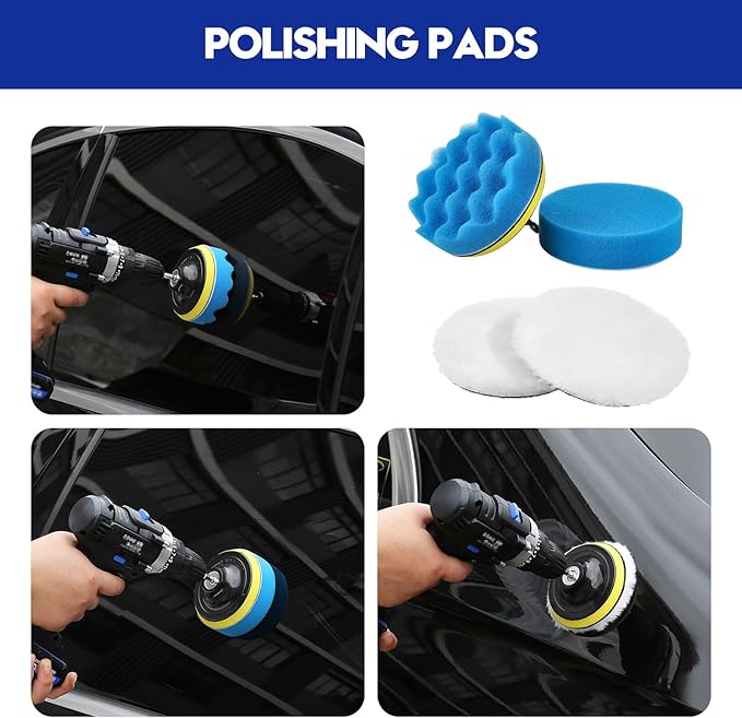 Qydipclin 37Pcs Car Detailing Kit, Car Detailing Brush Set, Car Wash Cleaning Kit, Car Detailing Brushes, Professional Car Care Kit for Interior Exterior Wheels, Blue