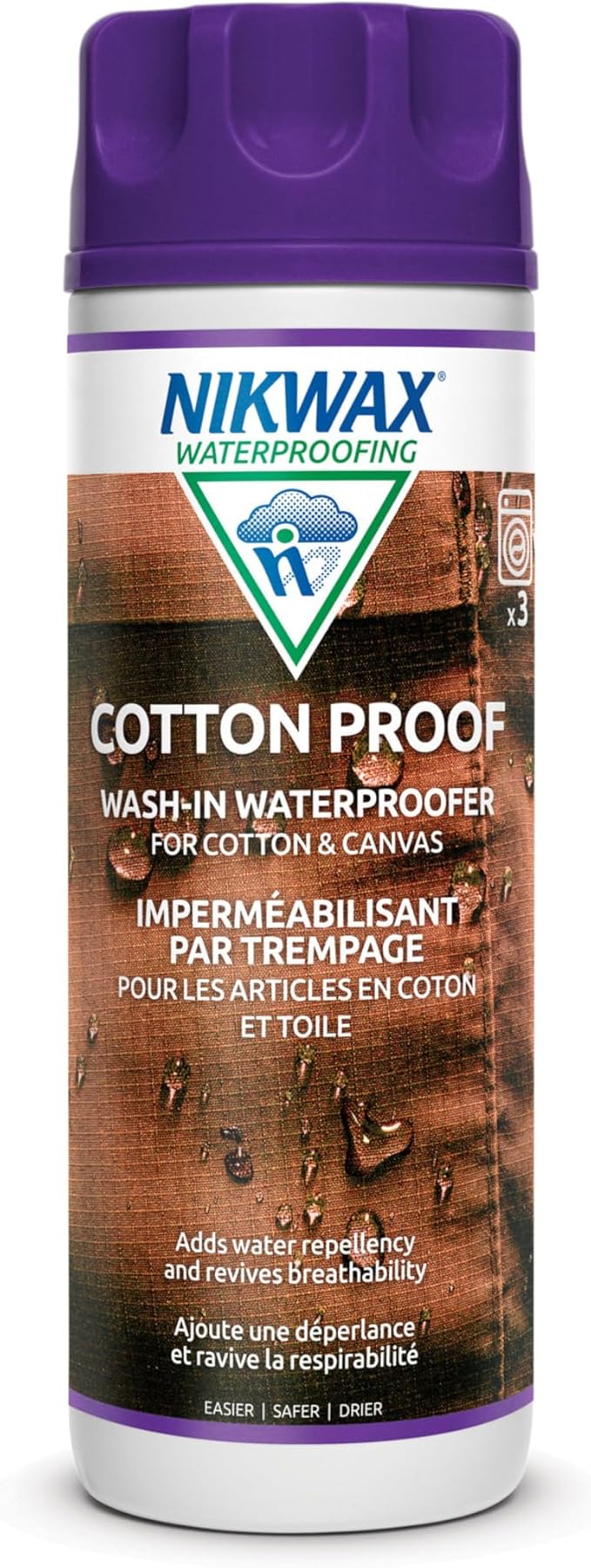 Nikwax Cotton Proof, 1000ml, Waterproofing for Cotton, Polycotton, and Canvas, Adds Water Repellency