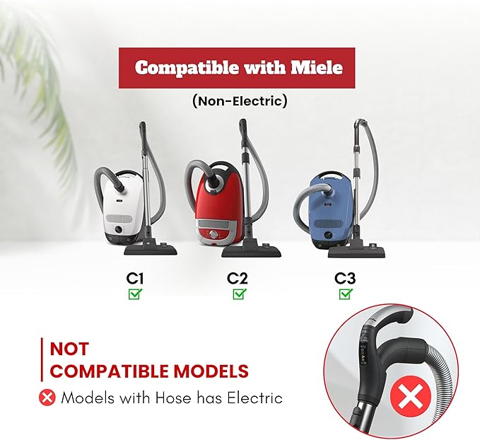 For Miele Vacuum Attachments Accessories 1-3/8'' plus Stainless Steel Vacuum Extension Wand Compatible with Miele C1 C2 C3 Vacuum Cleaners - Household Cleaning Attachment Kit