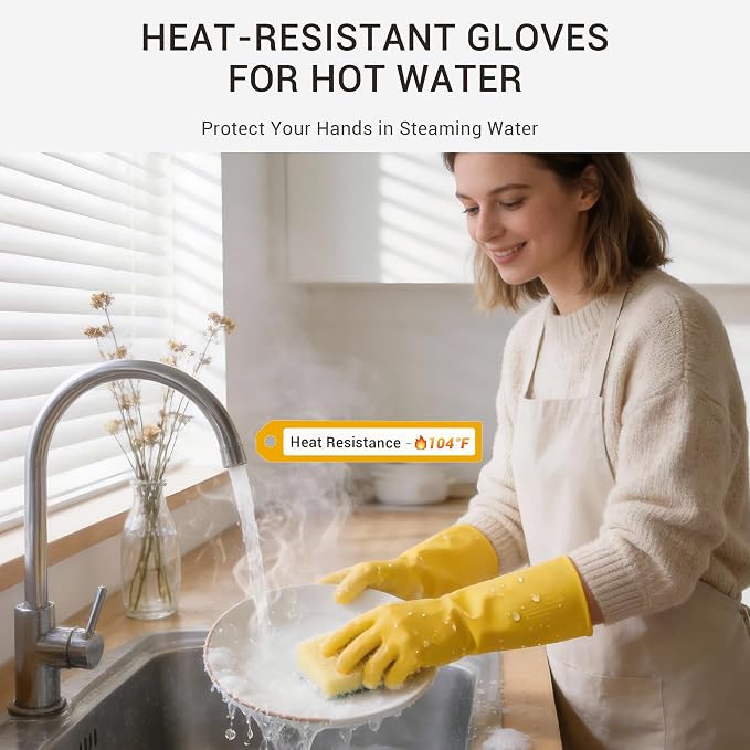 ThxToms Heavy Duty Rubber Cleaning Gloves, Reusable Dishwashing Gloves for Kitchen, Gardening, Pet Care - 20 Mil Extra Thick