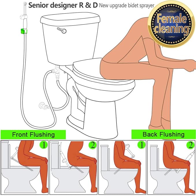 SonTiy Handheld Bidet Toilet Sprayers Black Stainless, Cloth Diaper Sprayer Bathroom Hand Held Jet Spray Bidet Attachment for Toilet with Adjustable Pressure Control, Solid Brass, 7.9" Bidet Wand