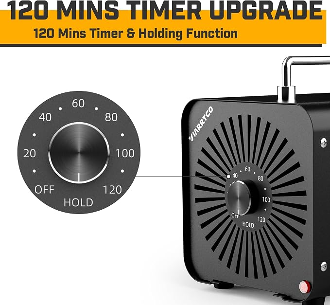 Ozone Machine Generator 40,000mg/h 8000 Sq. Ft. Ozone Machine Odor Removal for Home and Car with 120min timer All Metallic Black