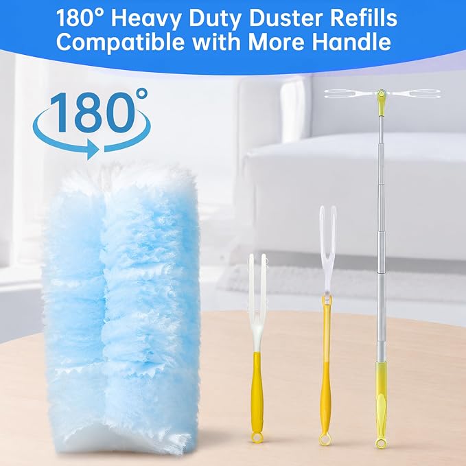 80 Count Disposable Dusters Refills, Heavy Duty Duster Refills Compatible with Swiffer Duster Refills (80 Count Duster Refill +1 Handle)