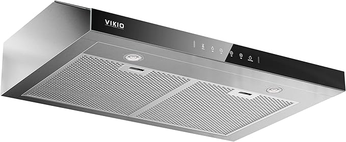 VIKIO HOME 30 Inch Under Cabinet Range Hood 900 CFM, Dual Motor Powerful Kitchen Vent Hood, Gesture & Touch Control, Ultra Quiet DC Motor, Dishwasher-Safe Filters, LED Lights, Glass Black