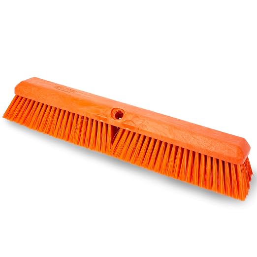 SPARTA 41891EC24 Omni Sweep Plastic Push Broom Head, Heavy Duty, Industrial Broom with Color Code System for Outdoor, Indoor, Concrete, Patio, Kitchen, Bathroom, 24 Inches, Orange, (Pack of 12)