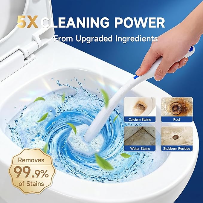 100 Count Toilet Wand Refills Compatible for Clorox, 5X Cleaning Power Toilet Bowl Wand Refills & High-Density Disposable Toilet Brush Scrubber - No Falling Apart, Instant Foam Cleaning