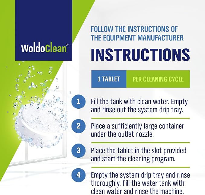 WoldoClean Coffee Maker Cleaning Tablets 150 Pack - Espresso Cleaner | Compatible with DeLonghi, Jura, Breville, Gaggia, Krups, Philips, Saeco