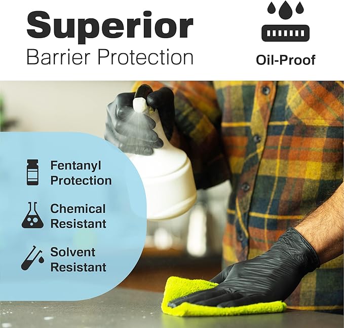 Raxwell Disposable Nitrile Gloves - Latex-Free & Powder-Free Protection - Food Safe Cooking & Prep - Black Gloves
