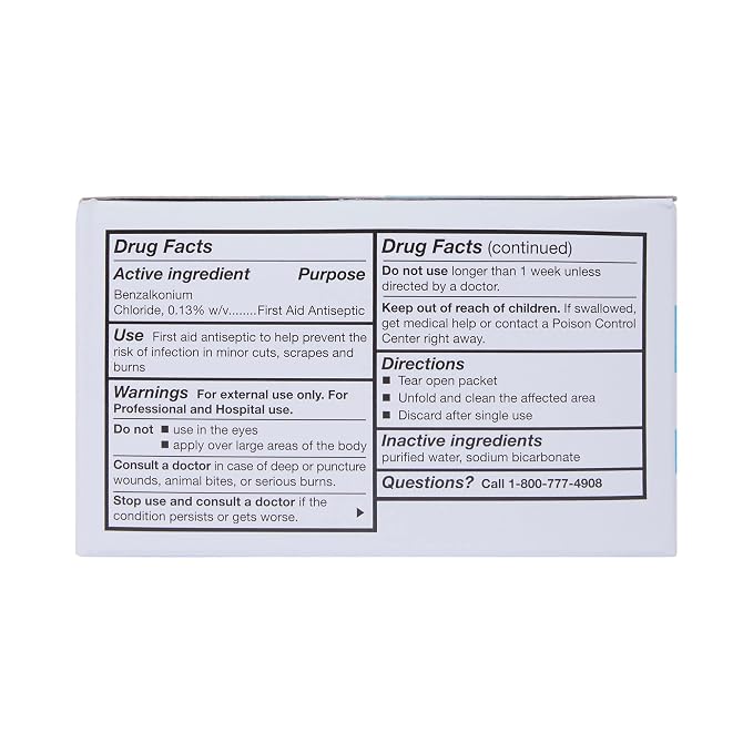 McKesson Benzalkonium Chloride Towelettes [Pack of 1000] First Aid Antiseptic Wipes, Sterile Individual Wrapped