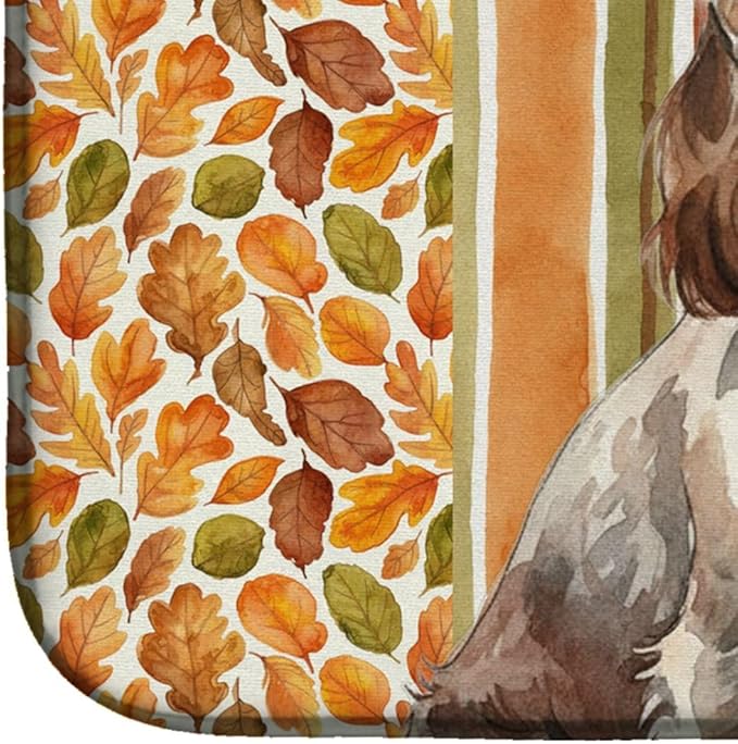 Caroline's Treasures Liver Roan English Cocker Spaniel Heirloom Fall Dish Drying Mat Absorbent Dish Drying Mat Pad for Kitchen Counter Dish Drainer Mat for Countertop, 14 x 21", Multicolor