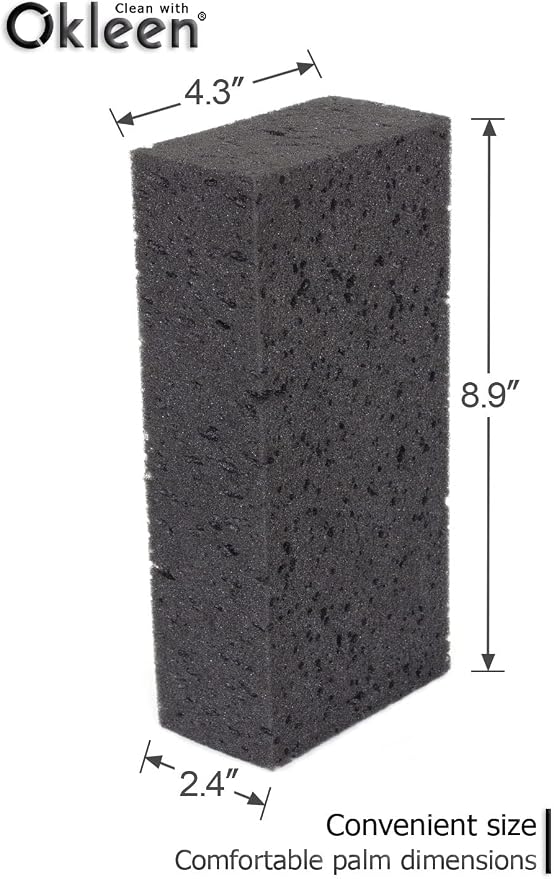 Big Sponge. Made in Europe. 6 Pack, Black. 8.9x4.3x2.4 Inch Extra Large Odorless Commercial Sponge for All Purpose Cleaning