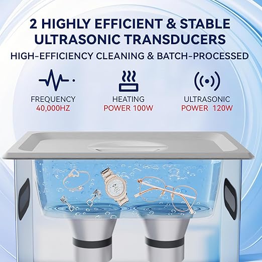 3L Ultrasonic Cleaner with Timer & Heater, Professional Ultrasonic Parts Cleaner, Knob Control Ultrasonic Cleaning Machine for Glasses Watch Jewelry Denture Dental Irrigator Parts Tools Circuit Board