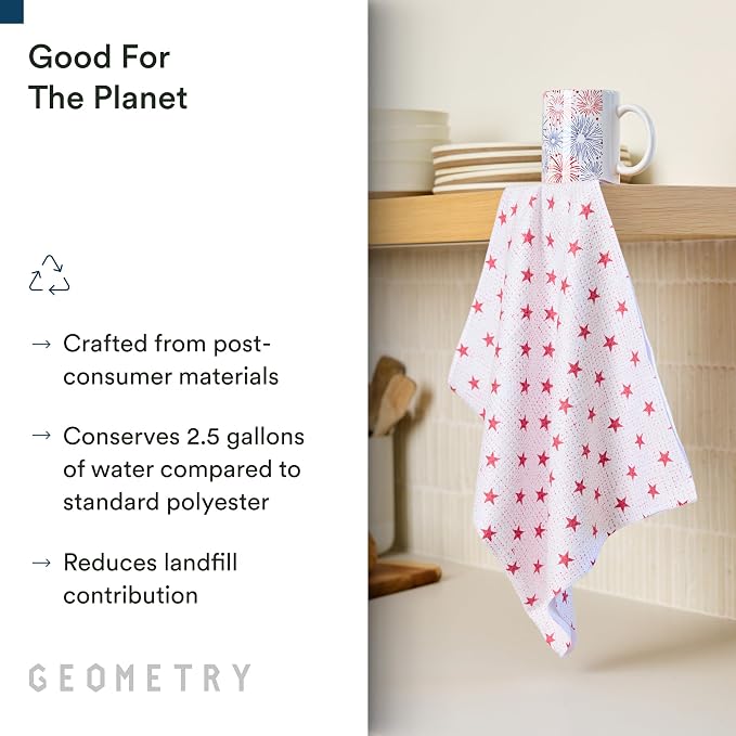 GEOMETRY Kitchen Tea Towel - Quick Dry Microfiber Cloth Dish Towels for Kitchen Drying - Premium Quick Dry Towel (USA Party, 1-Pack)