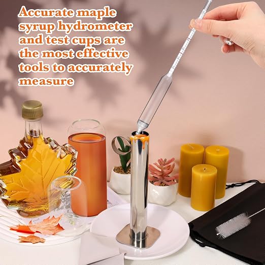 6pcs Maple Syrup Hydrometer Kit,Maple Syrup Density Kit,Stainless Steel Maple Syrup Hydrometer Test Cup Kit,Maple Syrup Supplies for Measuring Sugar Content in Syrup Sap