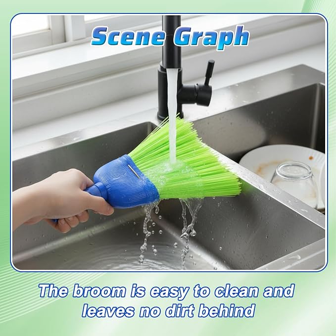 6 Pcs Soft Bristle Broom, Poly Fiber Whisk Broom with Hang Hole, Handheld Brush for Indoor Outdoor Cleaning, Car, Porch, Floor, Room & Deck, Dust Dirt Remover, Compact, Easy Storage