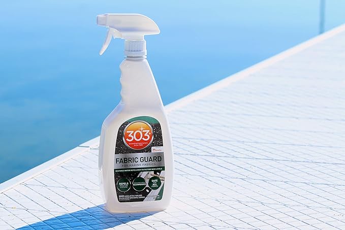 303 Products Marine Fabric Guard, Water Repellent Fabric Protector for Boat Covers, Canvas & Marine Fabrics – Restores Water & Stain Resistance, Safe for All Fabrics, 32 oz (6 Pack)