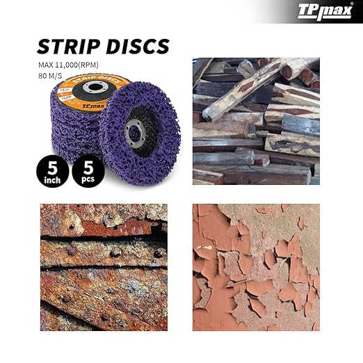 TPmax 5" x7/8'' Stripping Discs Rust Remover Wheel Remove Paint and Oxidation Poly Strip Wheel Disc Abrasive Angle Grinding Wheel - 5 Pack(Purple)