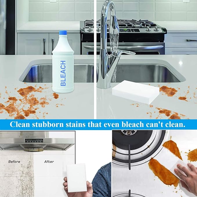 Magic Cleaning Sponges Eraser, 100 Pack Premium Melamine Sponge Foam Cleaning Pads, Dish Sponges, White Household Cleaning Scrub Sponge for Kitchen, Bathroom, Furniture, Floor Wall Cleaner