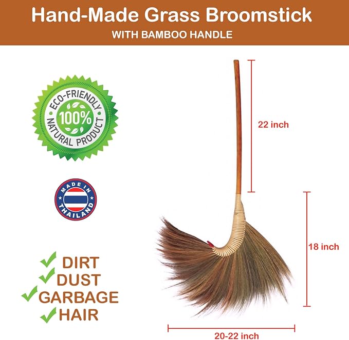 Natural Grass Broom 100% Handmade (Contemporary)