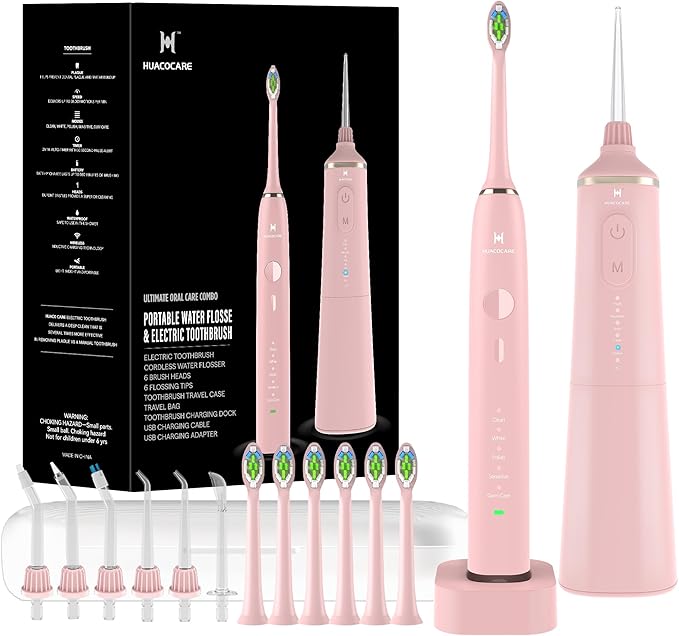 Upgraded Pro Dental Care Kit: 5-Mode Water Flosser & 50,000 VPM Sonic Electric Toothbrush | Premium Oral Clean Set with Enhanced Cleaning Modes, Larger Tank & Refined Design for Advanced Gum Health