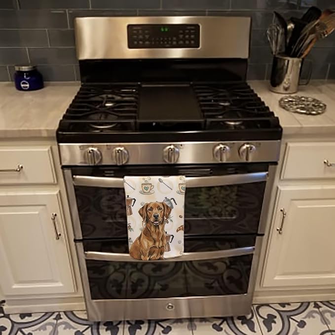 Caroline's Treasures Chesapeake Bay Retriever Coffee Bar Kitchen Towel Velour Plush Front and Cotton Loop Back Machine Washable