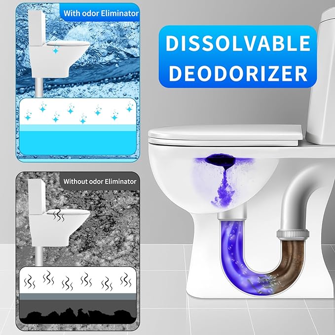 BEBOBLY RV Toilet Treatment Drop Ins, Extra Strength Septic Tank Treatment & Cleaner, Waste Breakdown/Odor Control, RV Black Tank Treatment for RVs, Boats & Portable Toilets, Lavender Flavor, 50 Pack