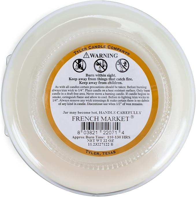 Tyler Creamy White 2-Wick 11 Ounce Glass Aromatherapy Scented Jar Candle Pack of 4, French Market